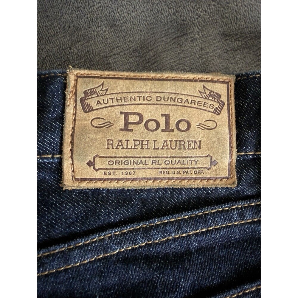 Polo Ralph Lauren R154SD Slim Straight Jeans 36x30 Dark Denim RL Leather Patch - Picture 5 of 14